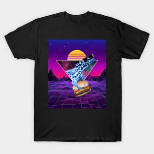 Aesthetic Synthwave Leopard Gecko Burger T-Shirt